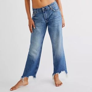 Free People Maggie Mid Rise Straight Leg Jeans In Sequoia Blue